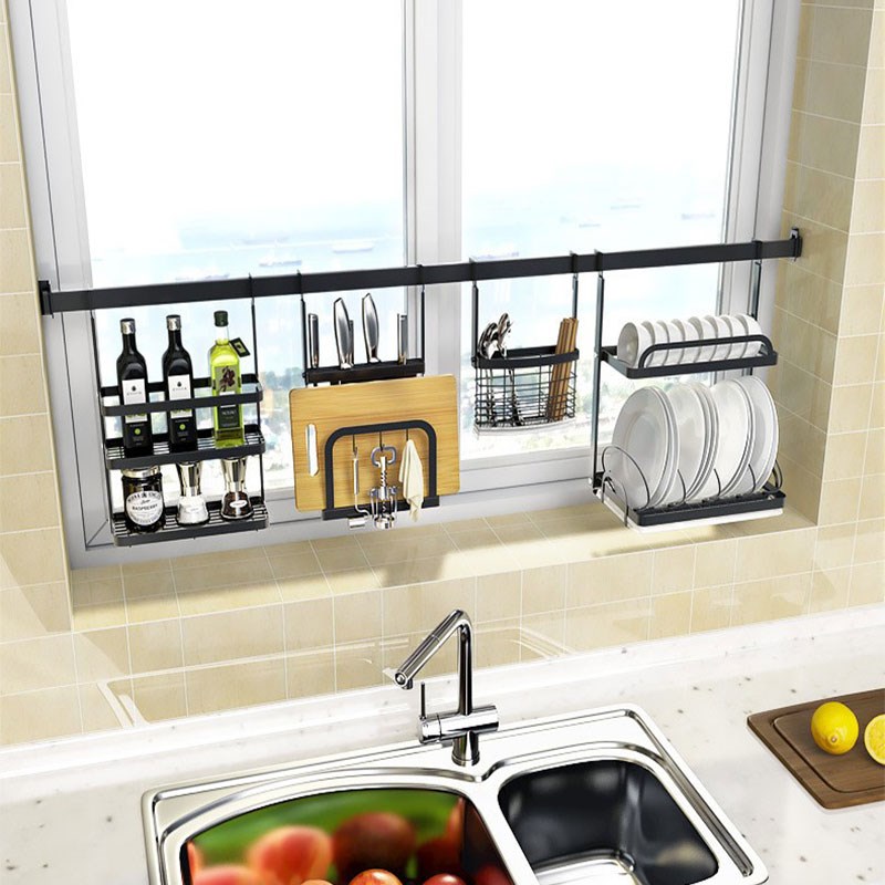 不锈钢厨房窗台置物架窄款水槽上方碗碟架沥水架壁挂式窗户挂刀架