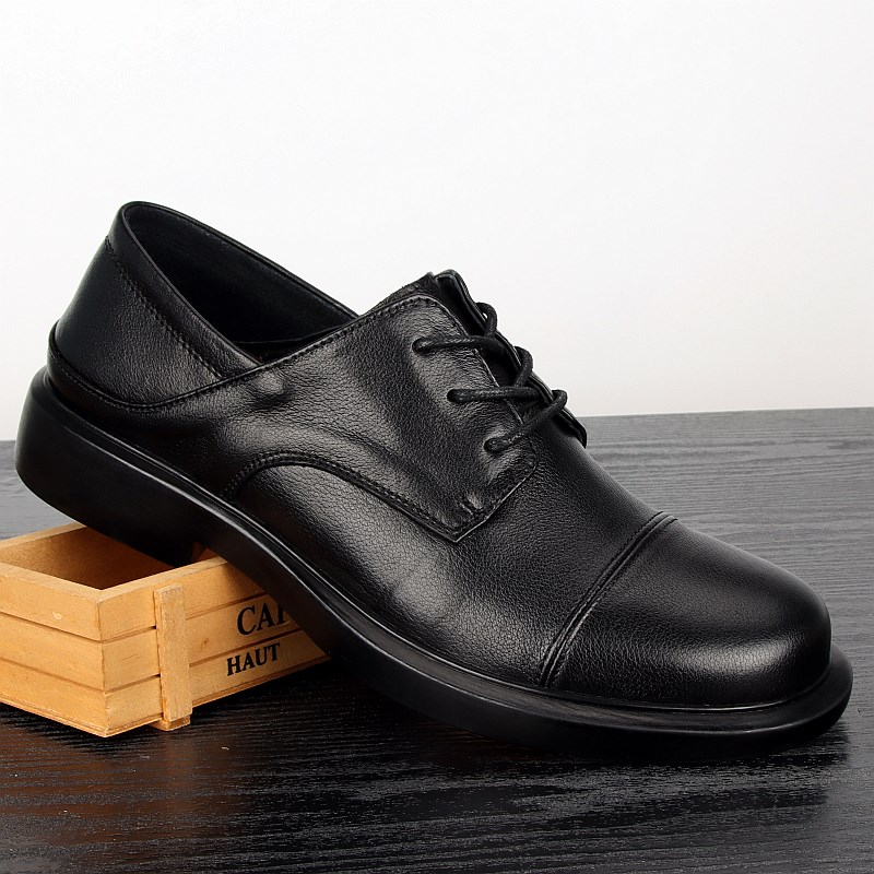 外贸男鞋三接头耐磨透气皮鞋大头宽头层牛皮防滑系带真皮休闲鞋男