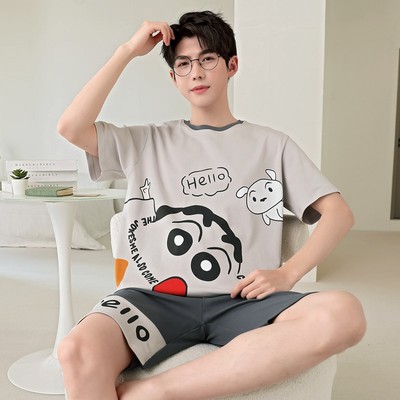 2025年新款夏季睡衣男士短袖纯棉薄款青少年家居服套装夏款可外穿