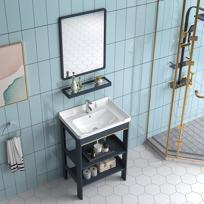 轻奢加厚太空铝落地柜洗手盆柜组合小户型洗脸盆卫生间阳台洗漱盆