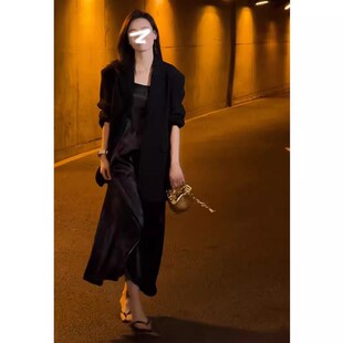 大码轻奢高端女装夏季胖mm高级感显瘦西装外套吊带连衣裙两件套装