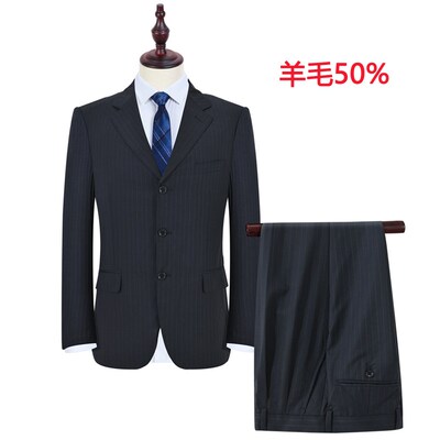 6-113 中年西服套装男商务职业C正装藏蓝色西装男宽松大码爸爸装