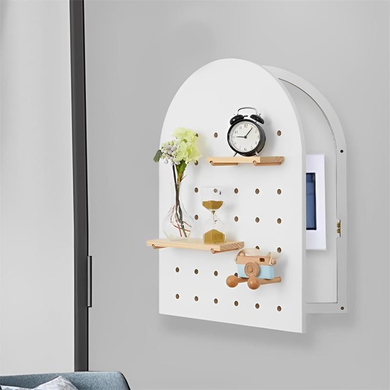 入户玄关挂画配电箱遮挡定制壁画电表箱装饰画原木风洞洞板置物架