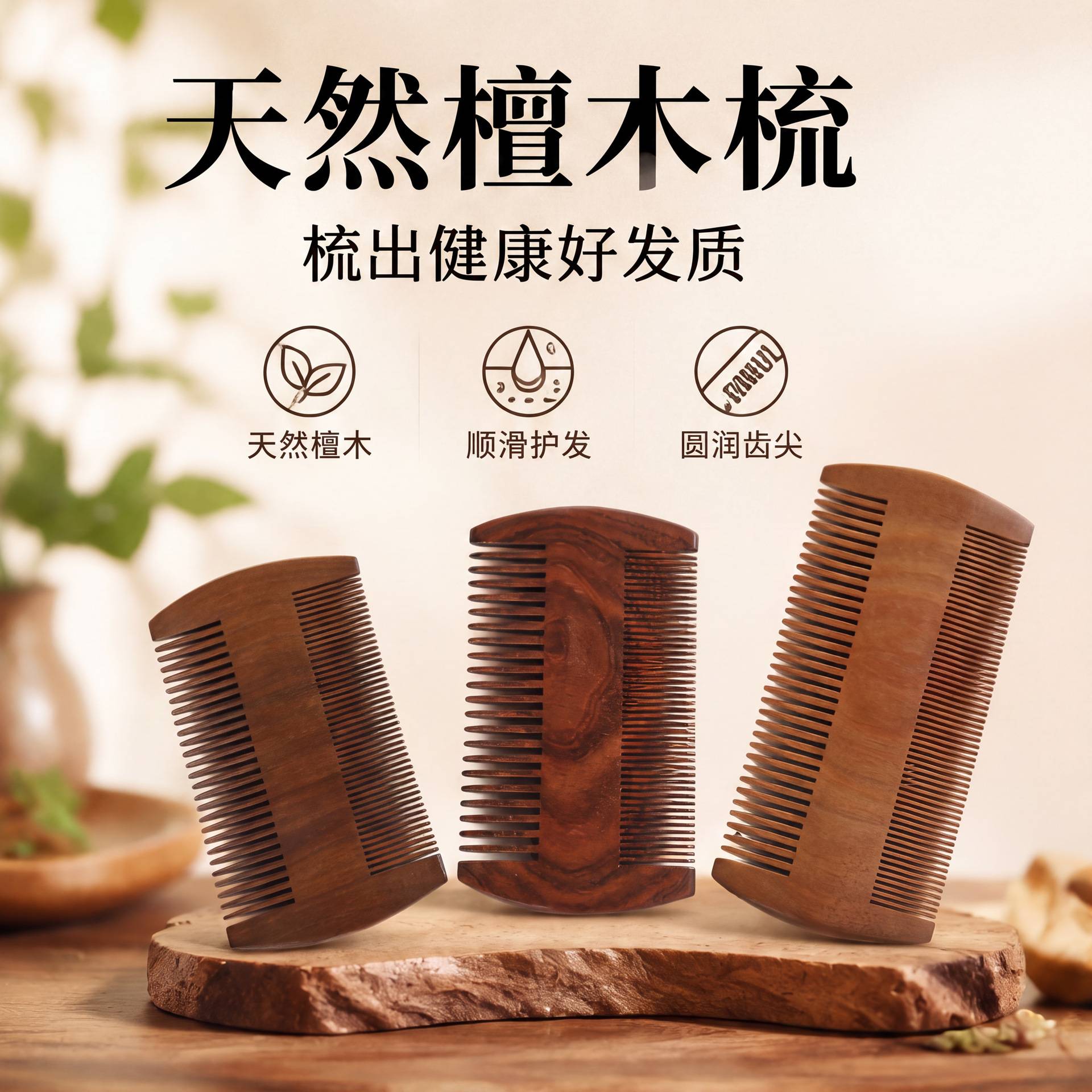 檀木篦子梳虱子梳超密去头屑男女