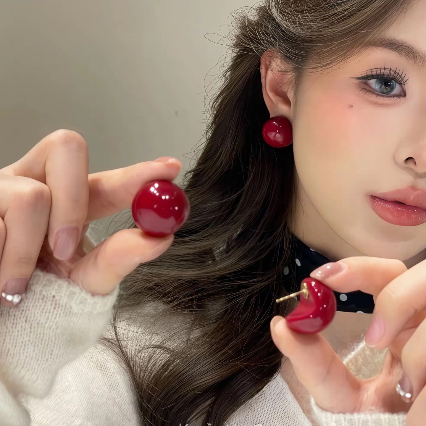 小众设计感轻奢复古红色半圆大珍珠百搭时尚气质耳环新年耳饰,饰品/流行首饰/时尚饰品新,耳饰,淘宝优惠券,粉丝福利购,淘宝优惠卷