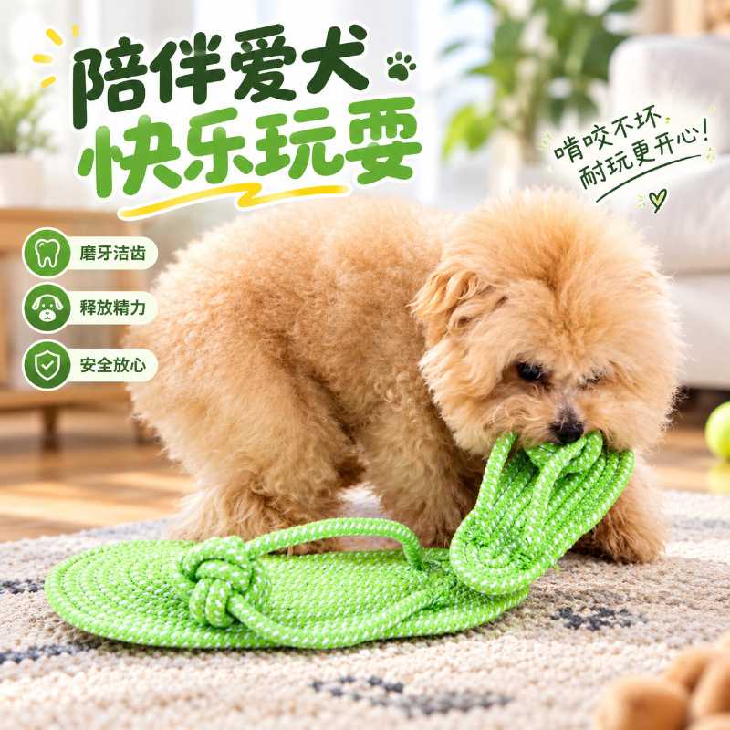 狗狗拖鞋造型啃咬玩具磨牙咬绳