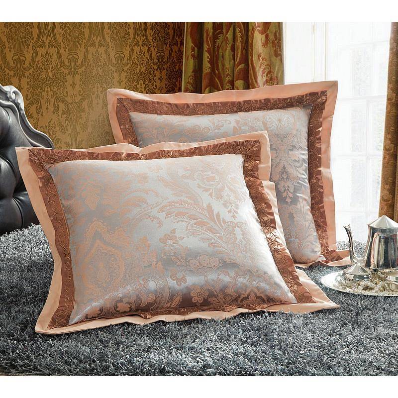 欧式纯棉贡缎提花结婚庆靠垫套沙发床头靠枕50抱枕大60x60不含芯