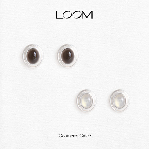 LOOM天然茶晶月光石耳钉S925纯银