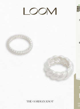 Knot哑光纯银鱼骨纽结宽戒