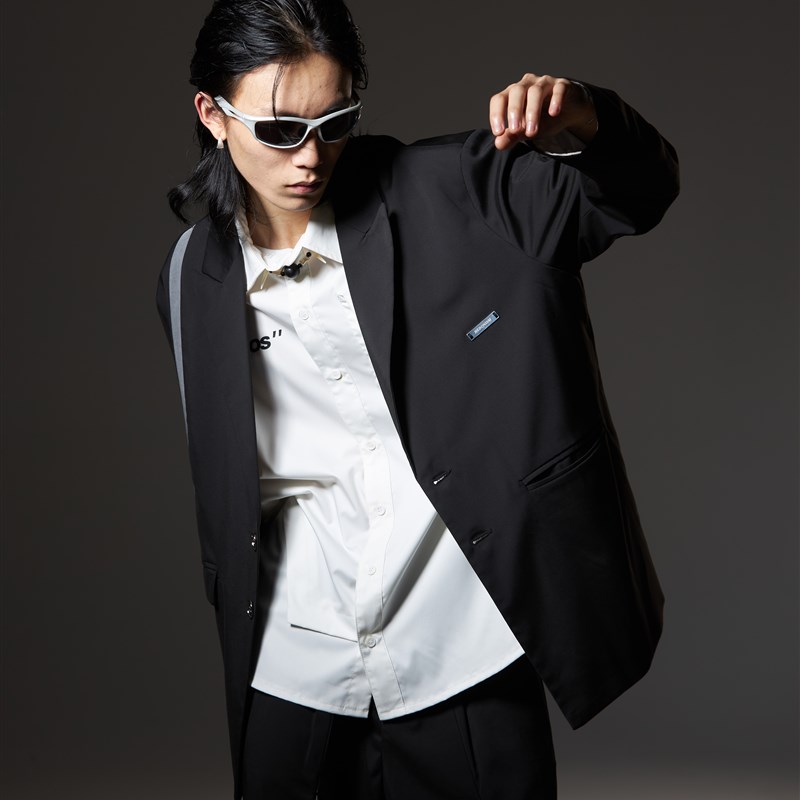 THOS 23SS 金属装饰解构拼接休闲西装小众高级感春夏宽松薄外套男