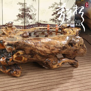 根雕茶几鸡翅木茶桌 茶海整体树根 原木金丝楠木功夫茶台 万年根