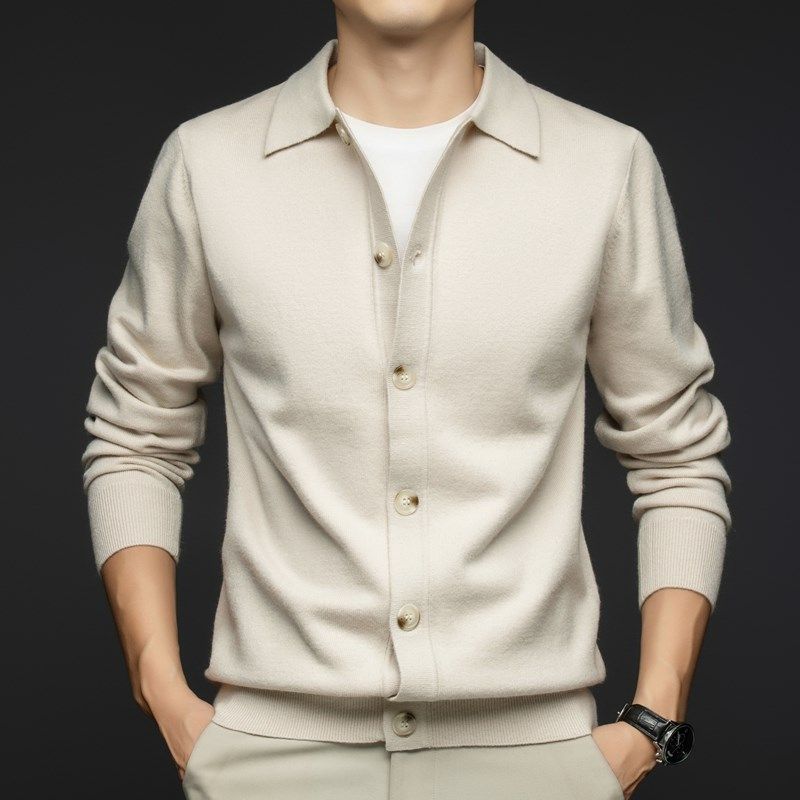 高端针织开衫外套男士秋冬季新款高端羊毛线衣休闲商务翻领毛衣男,男装,针织衫/毛衣,淘宝优惠券,粉丝福利购,淘宝优惠卷