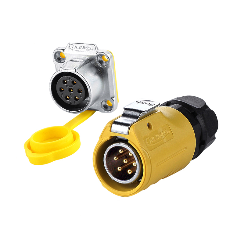 凌科LP-20电源航空插头防水连接器3-12芯黄色光祥雷凌LED显示屏用