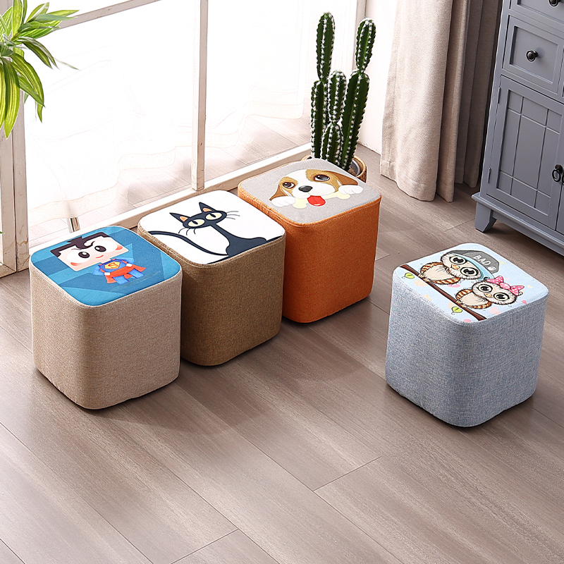 实木凳子时尚圆凳简约沙发凳矮凳客厅茶几凳布艺换鞋凳家用小板凳