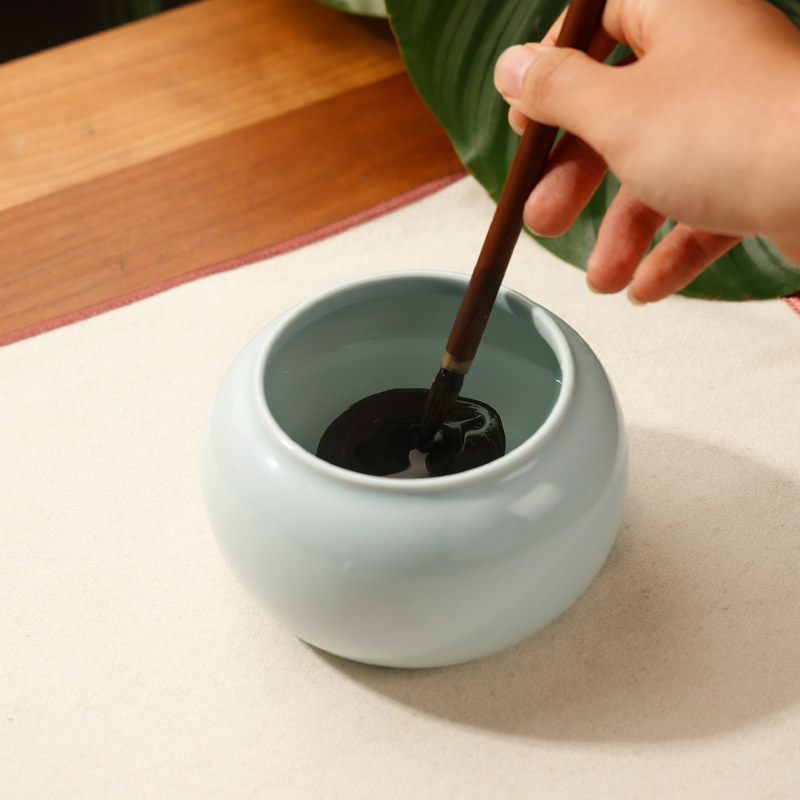 汝窑青瓷砚台墨池陶瓷墨碟大号墨盘小墨盒装墨汁国画调色盘中国风,文具电教/文化用品/商务用品,文房四宝,淘宝优惠券,粉丝福利购,淘宝优惠卷