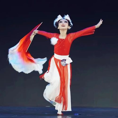 俏红狐儿童古典舞服装群舞少儿小狐仙飘逸演出小红狐表演服扇子舞