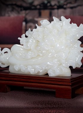 天然玉石玉白菜摆件客厅玄关酒柜家居玉石办公装饰品乔迁开业礼品