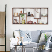 博古架实木新中式 茶杯茶具展示架搁架 挂墙多宝阁茶壶架摆架壁挂式