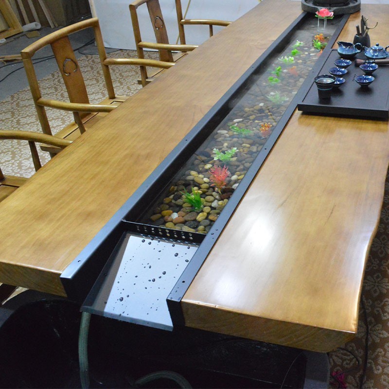 实木大板循环流水泡茶台家用办公接待功夫茶几茶桌椅组合创意茶台