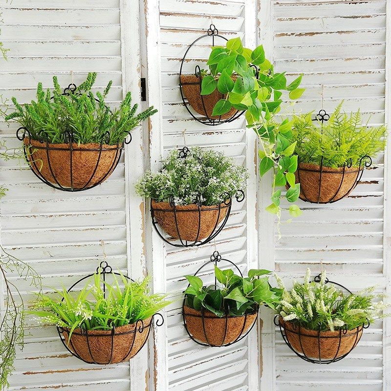 美式乡村简约编织吊篮半壁挂花盆创意悬挂吊兰盆幼儿园装饰绿植篮