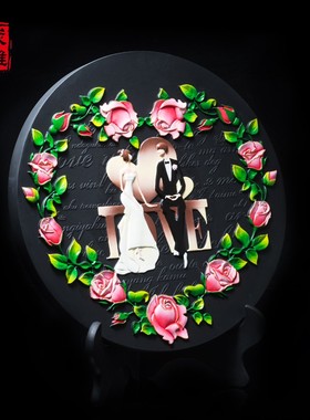 金乌炭雕新房装饰品摆饰卧室创意炭雕工艺品摆件结婚礼物订婚礼物