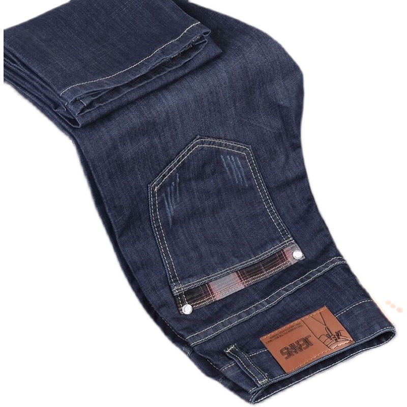 秋季新款弹力牛仔裤男休闲百搭男裤工作干活男装宽松直筒浅色裤子