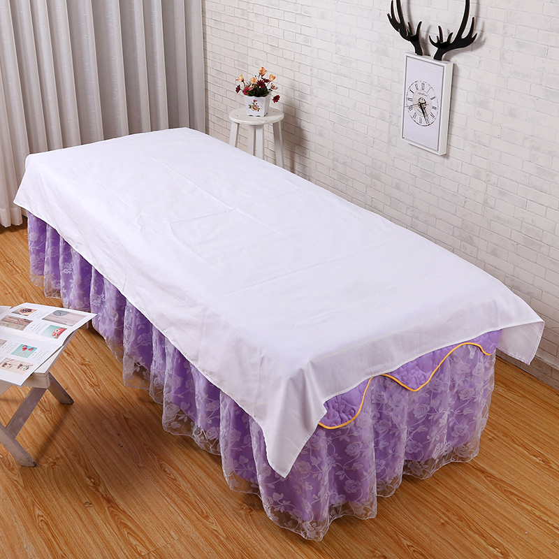 纯白色美容床单美容院白布按摩推拿养生开洞带洞纯棉的确良床单