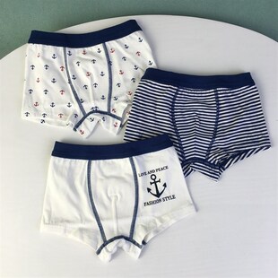 3条装100-150码男童内裤纯棉氨纶带弹性平角裤男宝四角裤儿童短裤