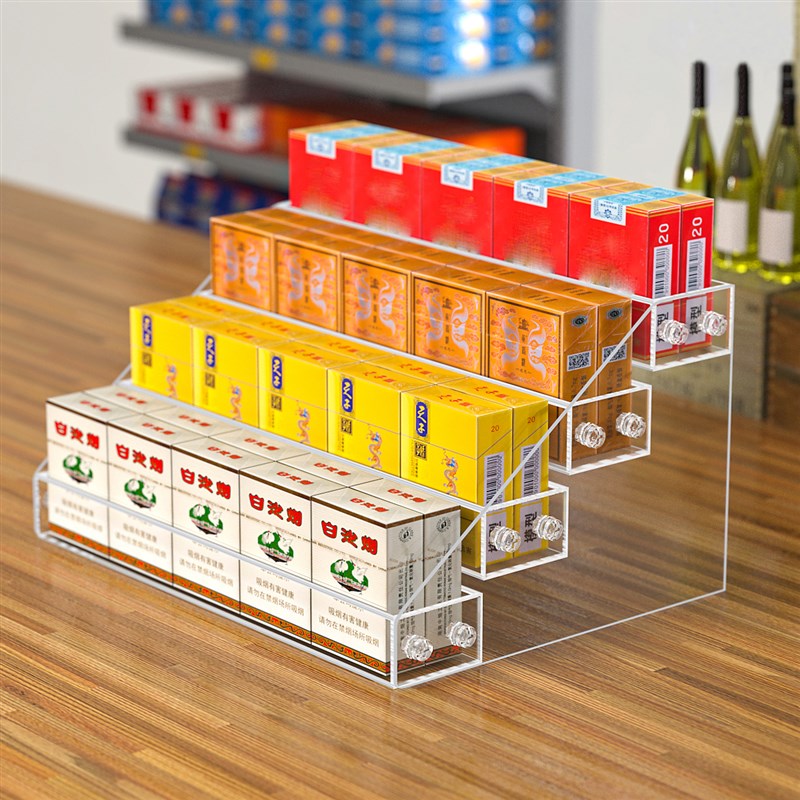 透明亚克力摆烟架子超市烟柜展示柜便利店斜坡多功能口香糖小货架