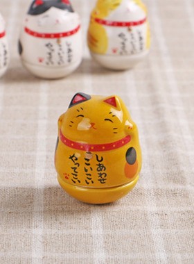 新品招财猫陶瓷不倒翁摆件迷你桌面摆件创意精美节日礼物送男女生