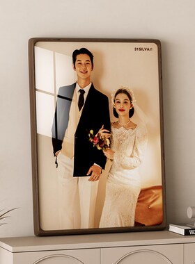 高级感婚纱照实木相框空画框床头挂墙定制diy全家福打印装裱摆台