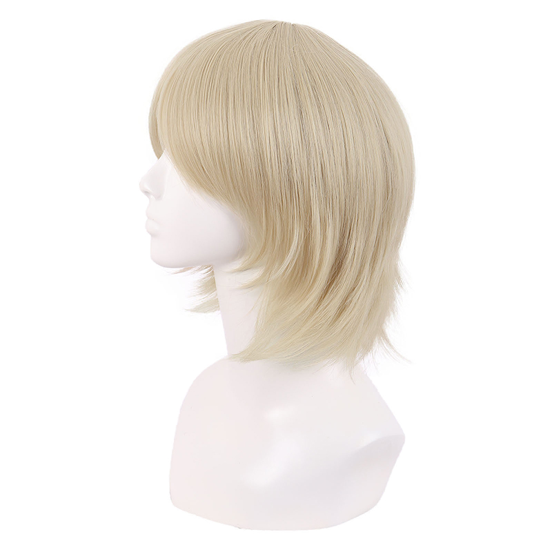 潼漫 cos假发男女短发适用30CM万用反翘直发奶金色动漫假毛全头套