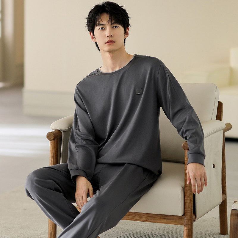 睡衣男士春秋款秋季纯棉长袖新款休闲套头家居服男款秋冬青年套装