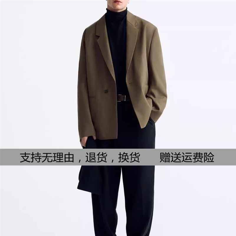 2024春季新品男装羊毛双排扣休闲西服西装宽松外套 4158675 707