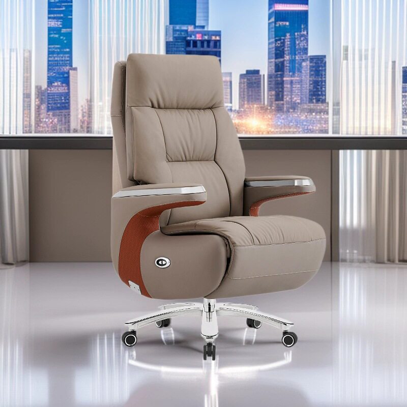 智能按摩人体工学可旋转真皮大班椅 豪华电动可躺久坐不累老板椅