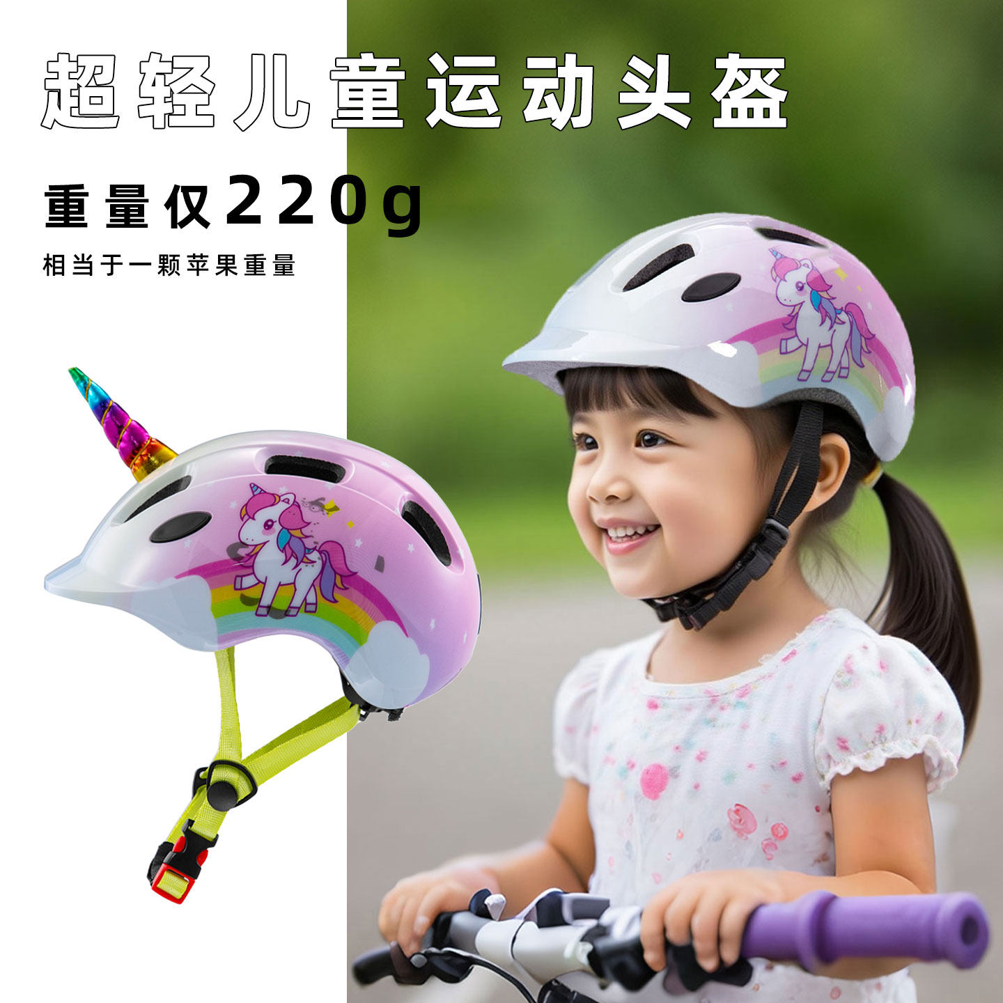 儿童夏季骑行自行车头盔女孩平衡滑板车护具3到6到12岁超轻安全帽图片