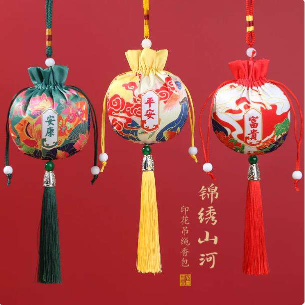 艾草香囊diy材料包半成品自制端午香袋布袋钱包中国古风挂件艾叶