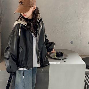 女童皮衣外套春秋款2024新款儿童洋气机车黑色皮衣女大童夹克上衣