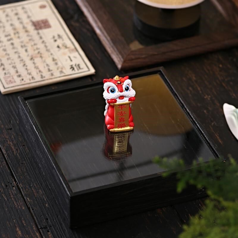 新中式国潮小醒狮摆件高级感喜庆桌面装饰工艺品创意舞狮开业礼物图片
