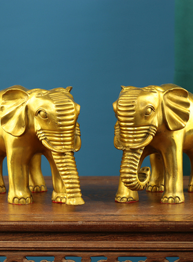 纯铜招财吸水大象一对铜象摆件财福家居玄关酒柜公司工艺礼品包邮