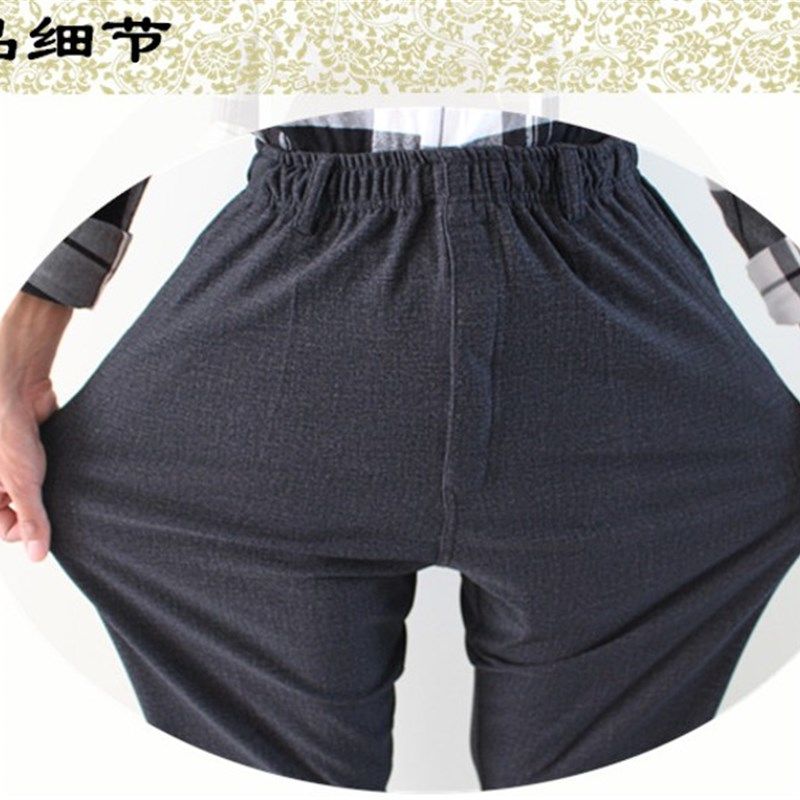 秋冬厚款中老年男松紧腰带长裤子加绒加厚高腰休闲男裤老人弹力裤