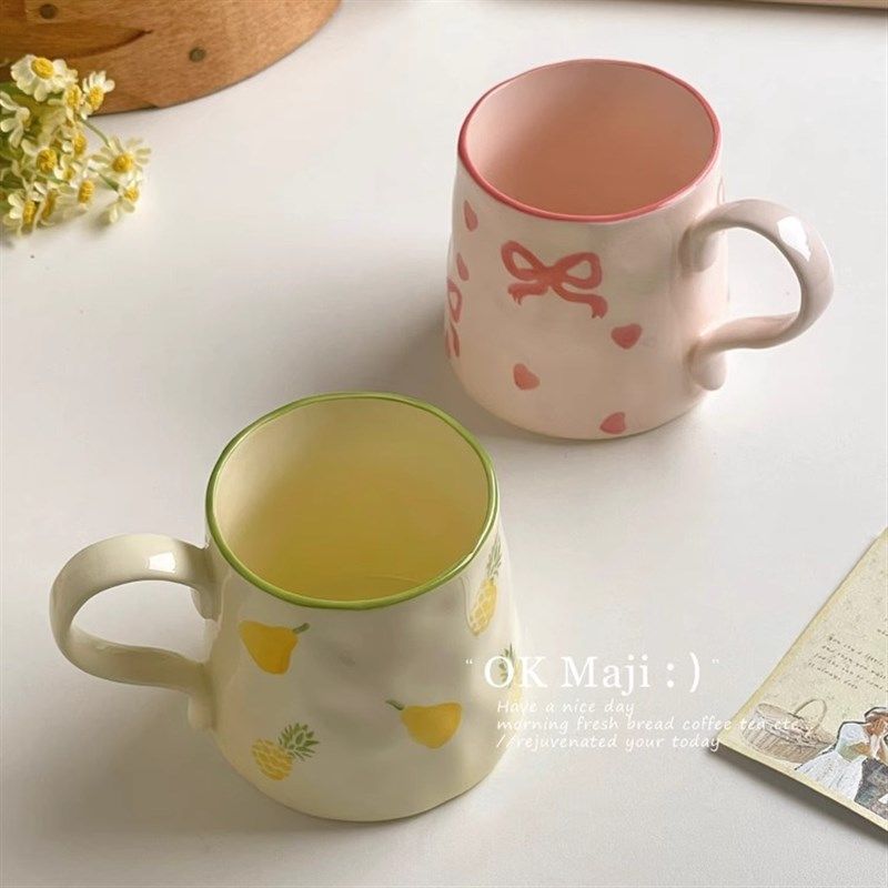 奶油风办公室水杯陶瓷咖啡杯釉下彩马克杯可爱家用早餐杯情侣杯,餐饮具,马克杯,淘宝优惠券,粉丝福利购,淘宝优惠卷