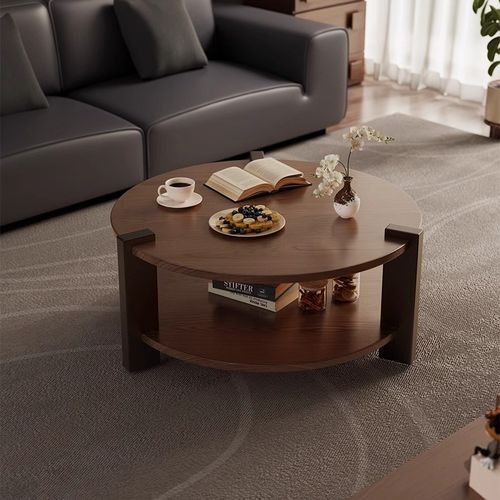 中古风实木茶几极简小户型客厅家用茶几茶台轻奢茶桌小圆桌边几