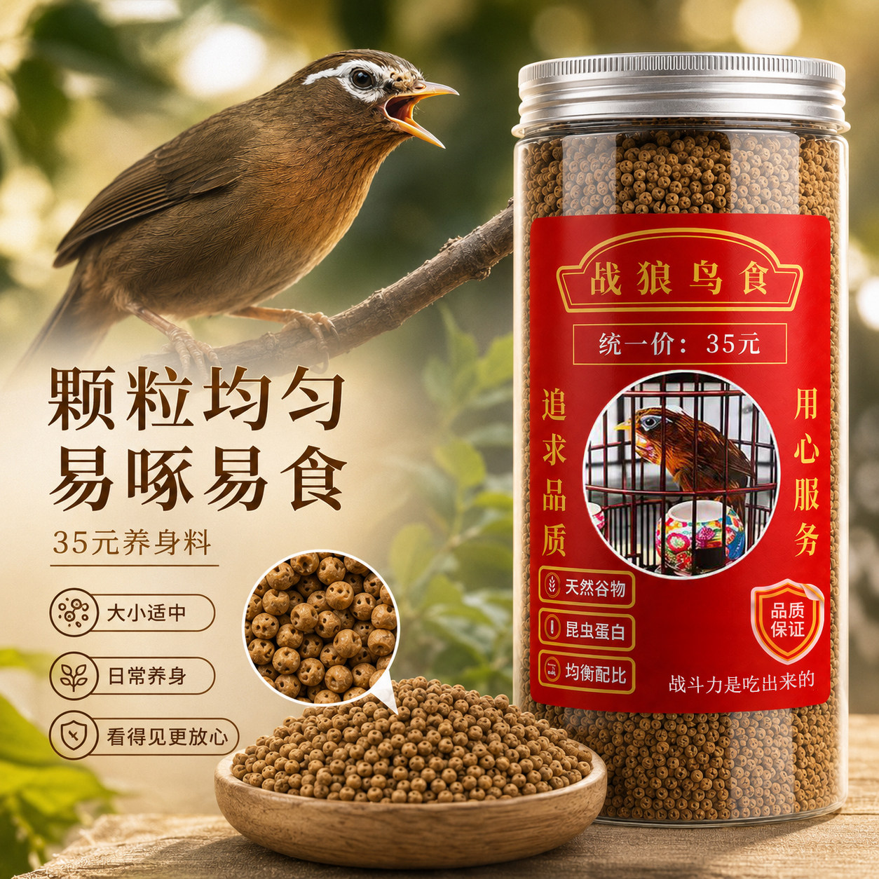 战狼鸟食提性壮膘饲料打口饲料画鸟食