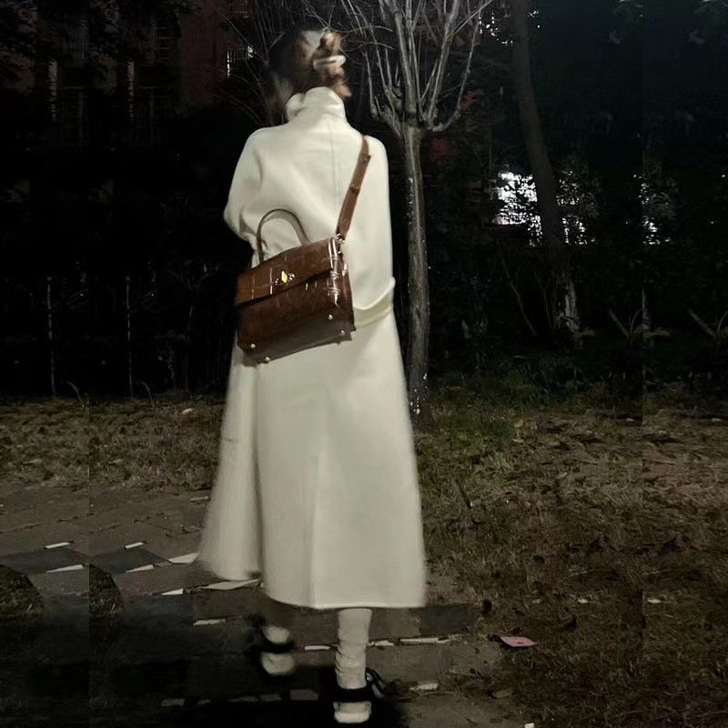 毛呢外套女中长款2025秋冬季新款流行赫本风韩版宽松加厚