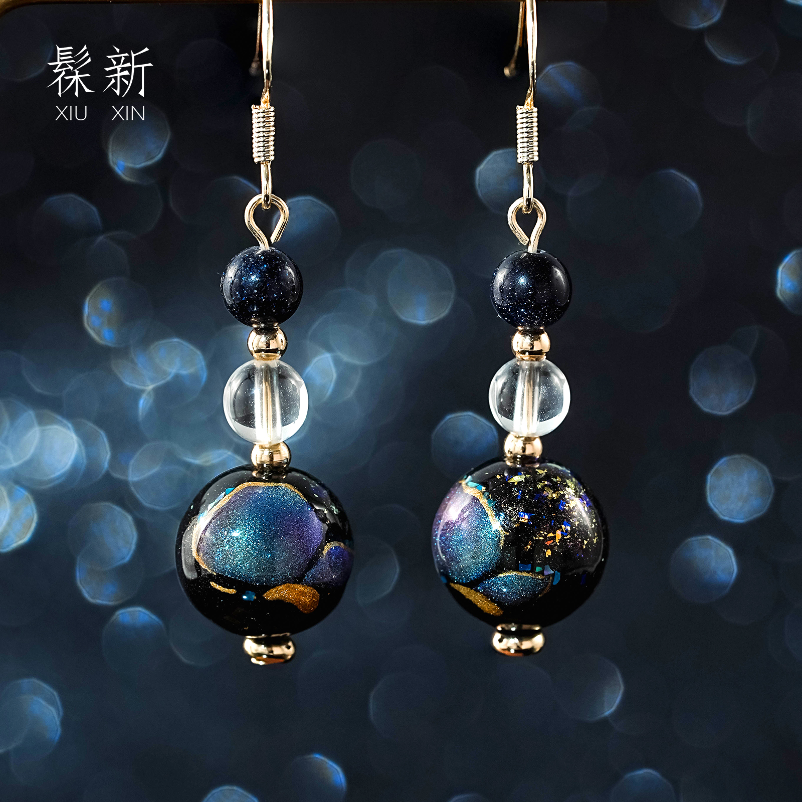 漆器非遗大漆珠自由之翼手工耳饰