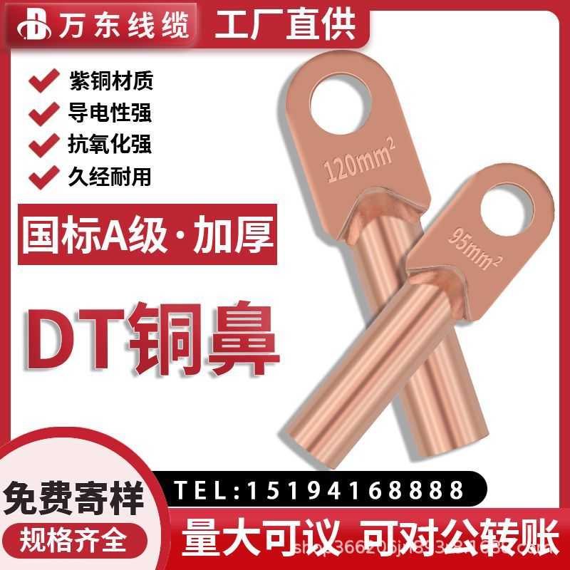 铜鼻子国标铜DT10/16/25/35/50/70/95/120/400平方接头接线端子