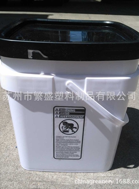 【略长方】6加仑长方形塑料桶、带提手23升L公斤密封长方桶