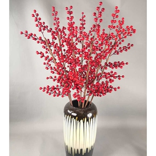 仿真浆果塑料果圣诞红果 泡沫果子北美冬青红果家居装饰直销