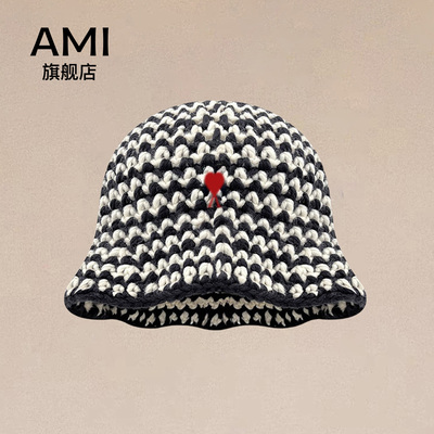AIM 韩系女士新款条纹拼色大头围针织渔夫帽秋冬保暖显脸小盆帽